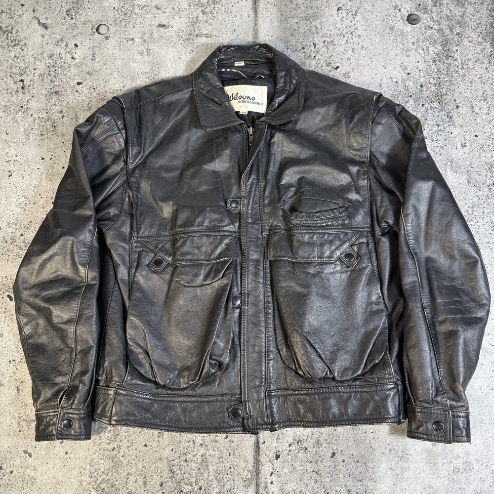 Vintage Wilsons Suede & Leather Jacket Mens 40 Black Bomber Full Zip 94053